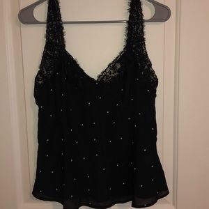 Black polka dot tank top blouse